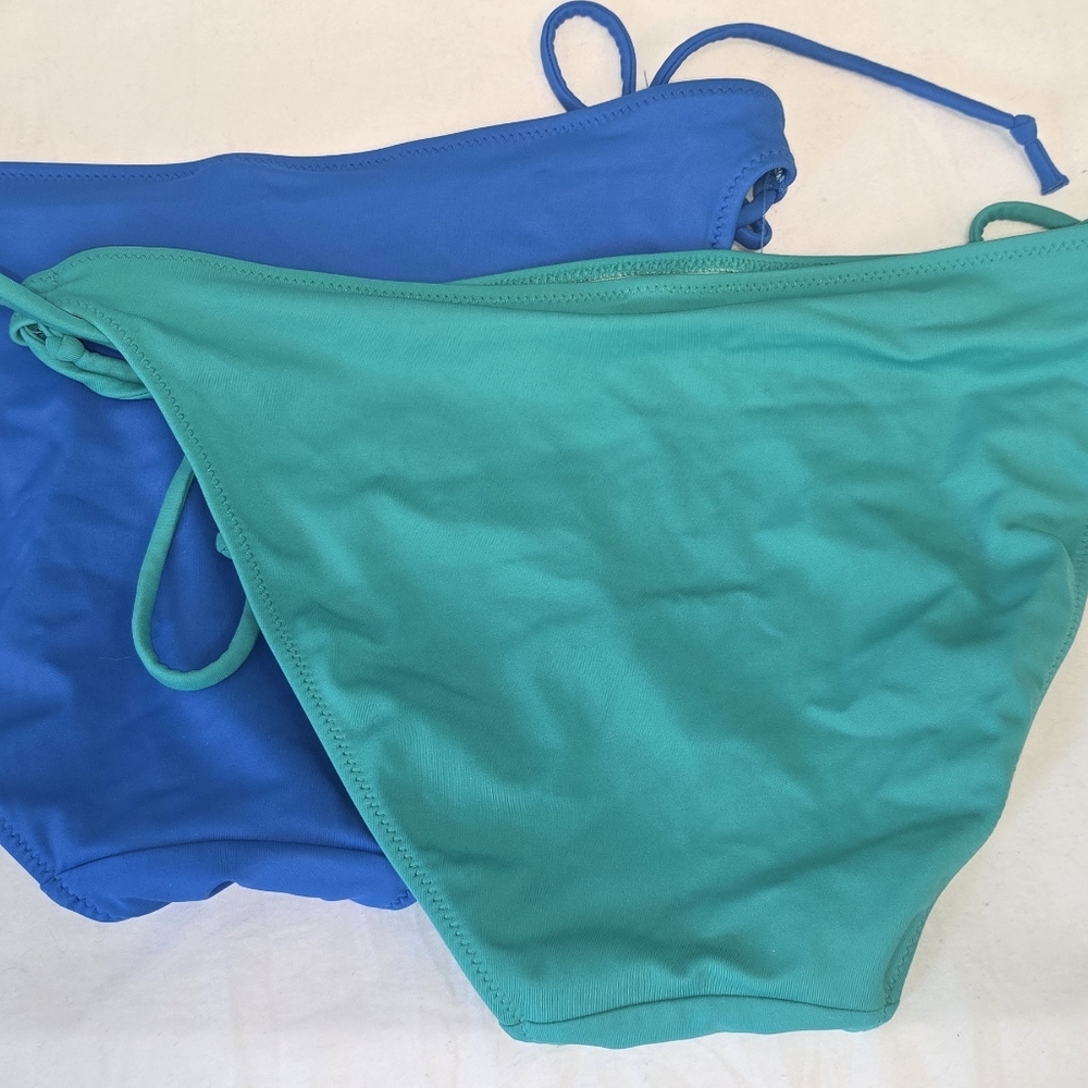 Y2k Era Victoria's Secret Classic Side Tie Blue and Teal Bikini Bottom Bundle M